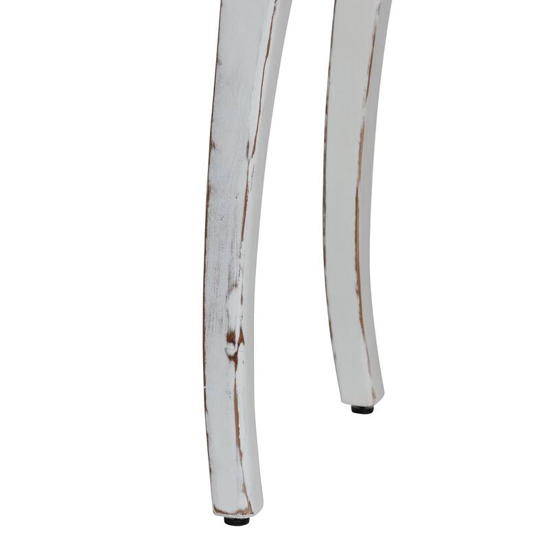 Riquin Distressed Wood Console Table - Carved Wood Accent Table with Floral Motif and Two-Tone Finishing