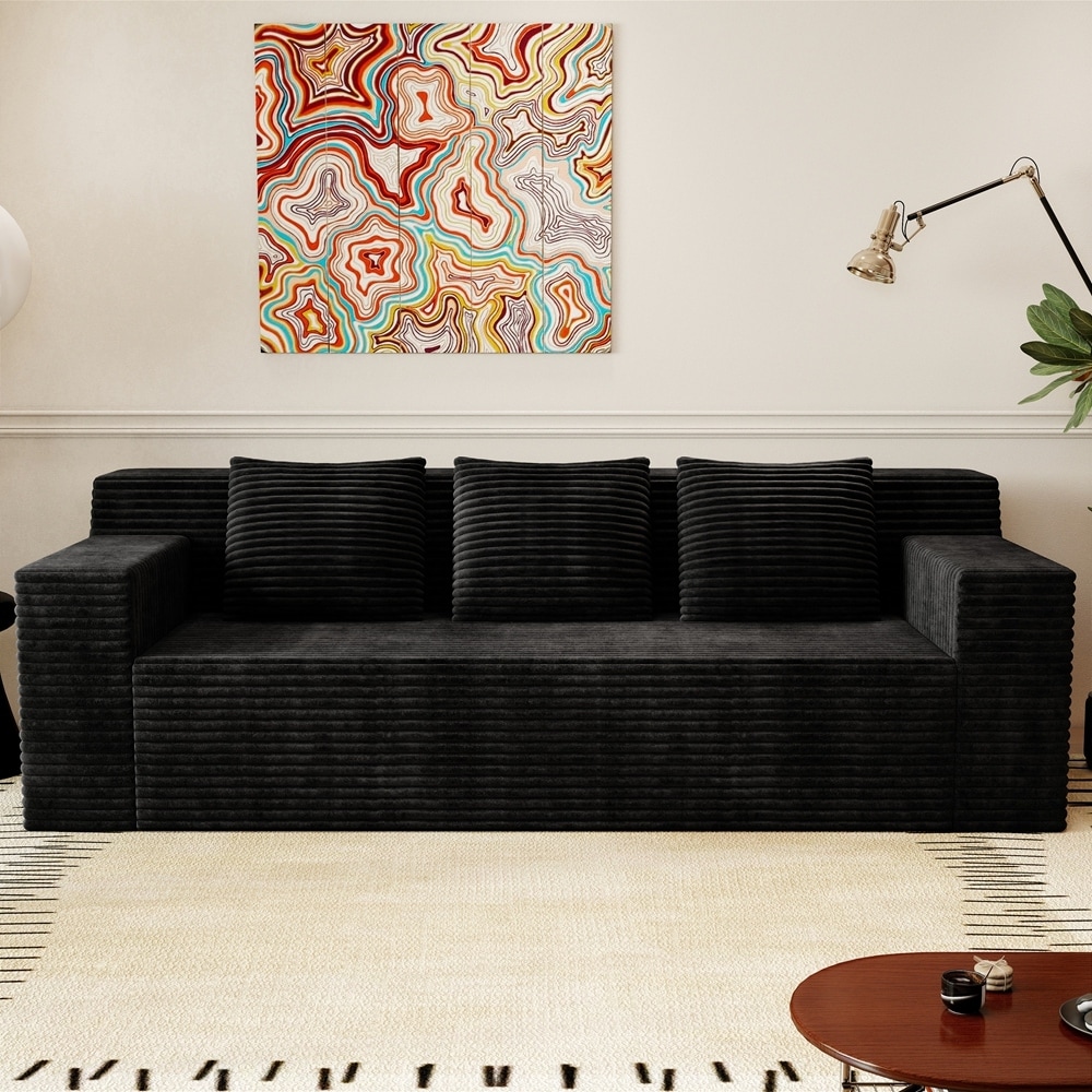 Corduroy Boneless Loveseat with Deep Seats