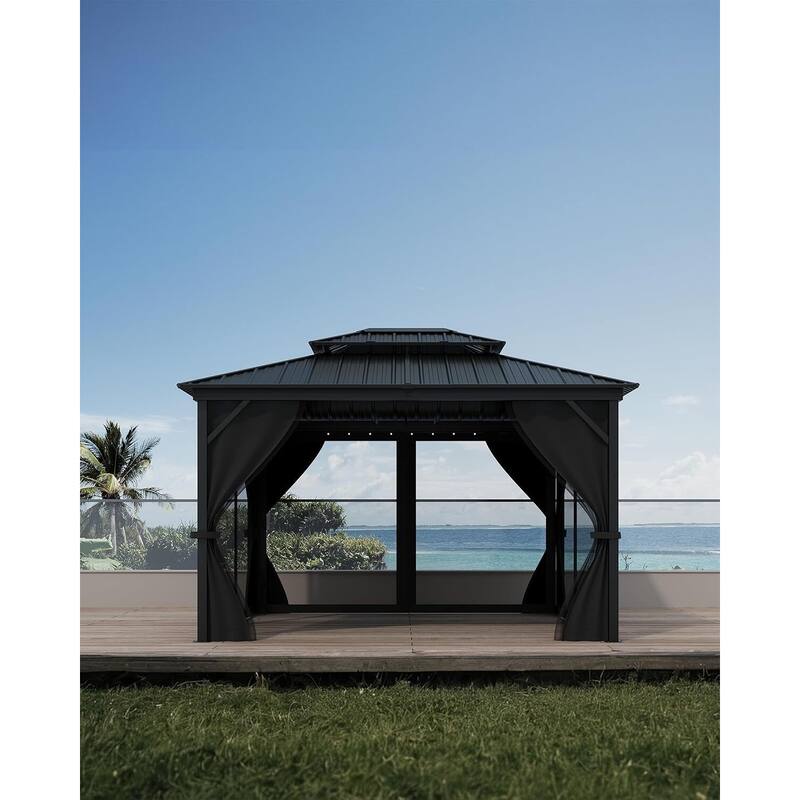 10'x14' Hardtop Gazebo for Patio, Deck, Backyard, Lawn, and Garden - 10X14 Ft - Grey