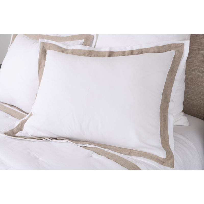 Orfeo Linen Comforter, White/Natural, Set - White-Natural - Queen