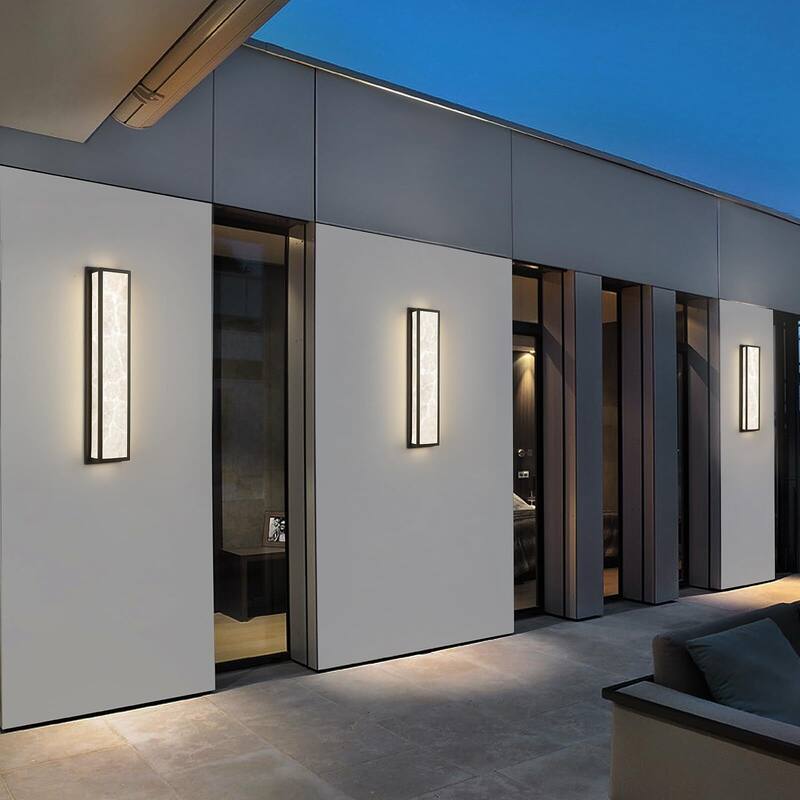 Outdoor Hardwired Marble LED Lantern Wall Sconce