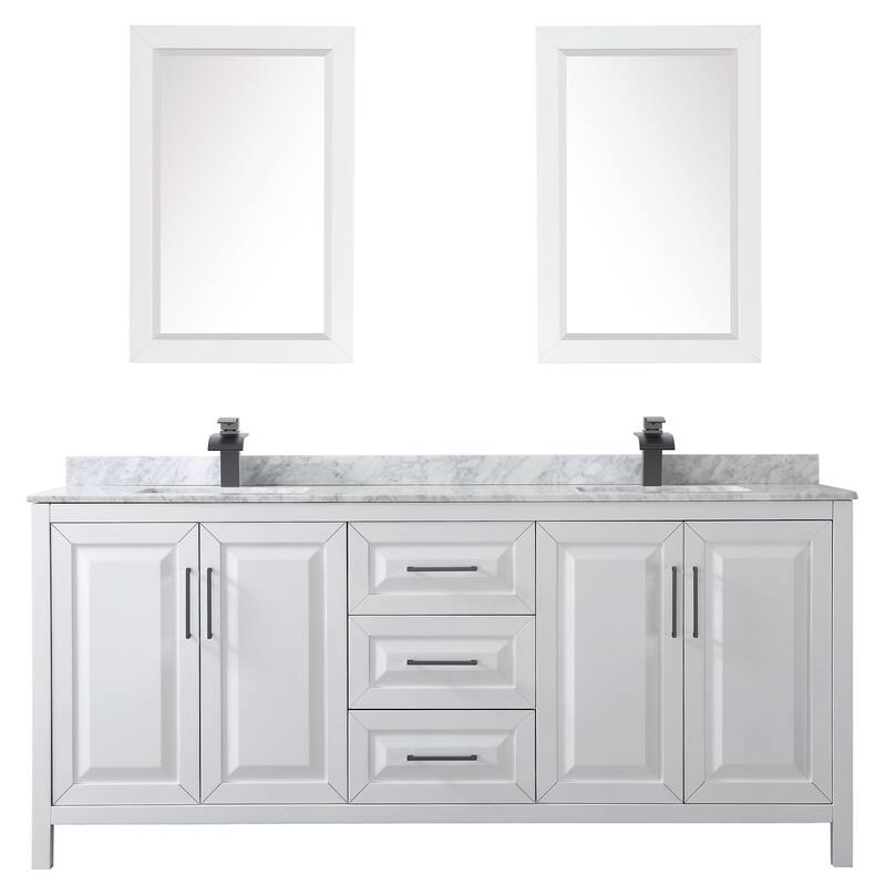 Daria 80-inch Double Vanity, Marble Top, 24-inch Mirrors