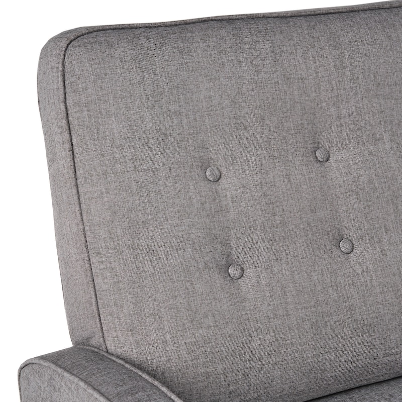 Roomfitters Button-Tufted Upholstered Loveseat with Comfortable Cushions for Living Room or Bedroom, Grey