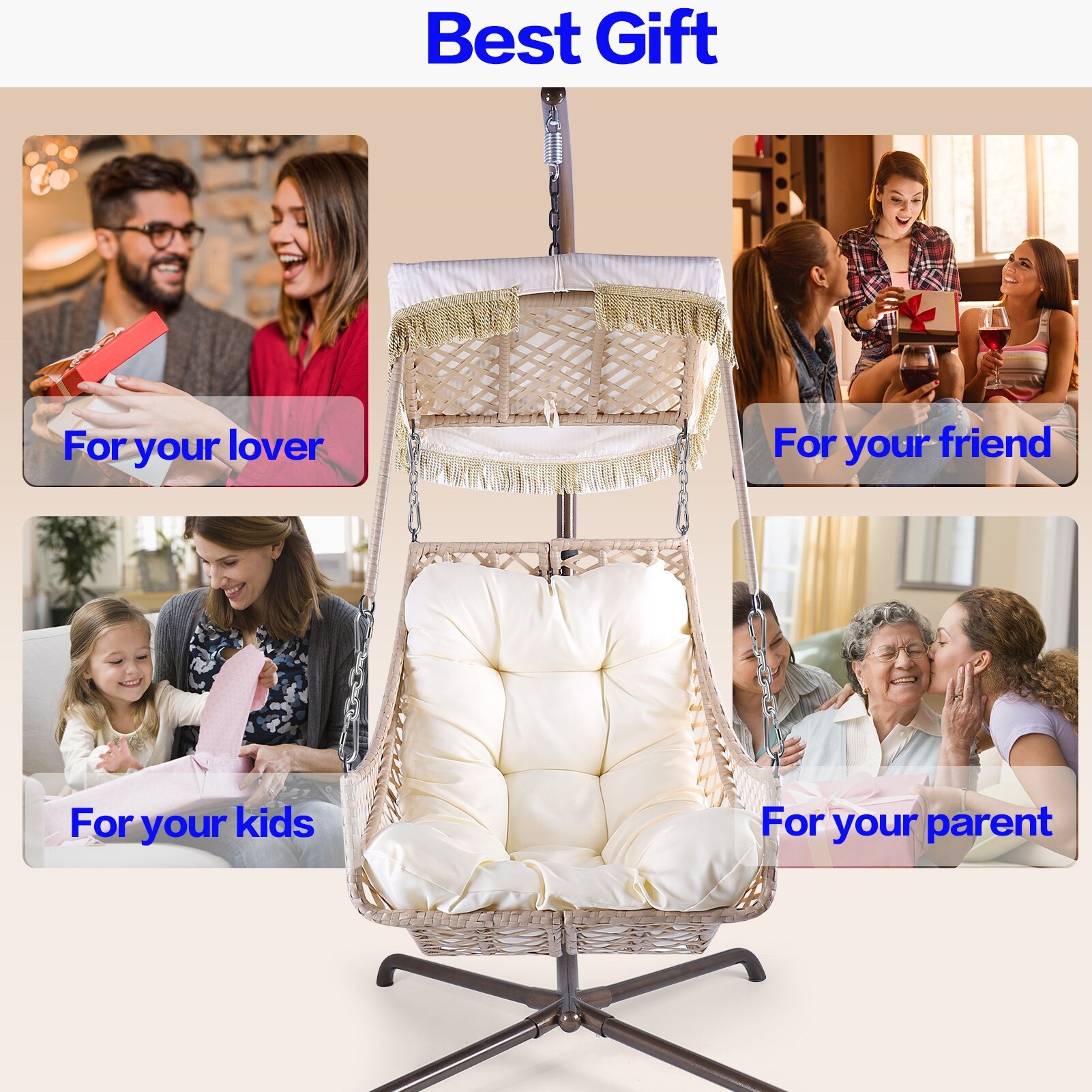 Cup Holder Egg Chair With Frame Swing Egg Chair With Stand Indoor