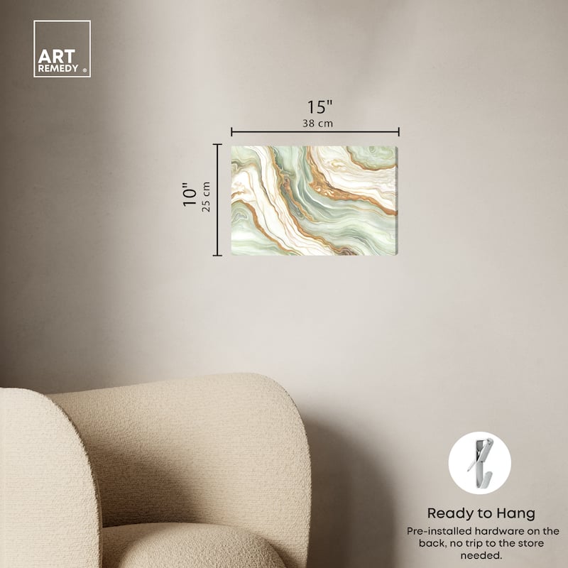 Art Remedy Green And Gold Gallery Wrapped Mineral, Agate & Geode 1 Piece Canvas Wall Art