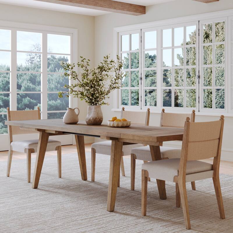 Andy Modern Farmhouse Solid Wood Extendable Dining Table - With Extension