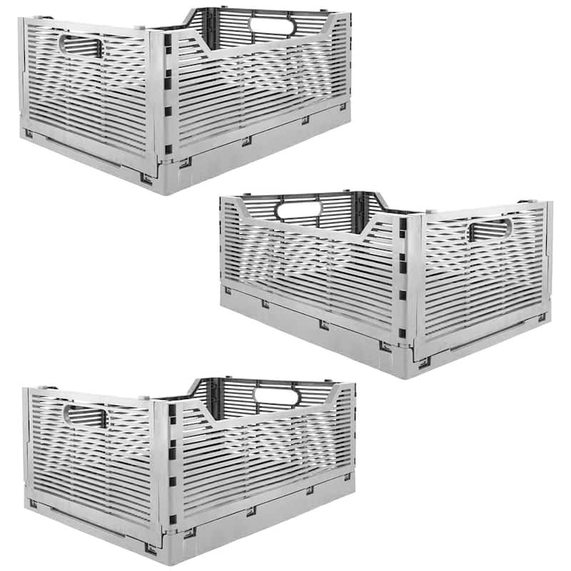 OnDisplay Stackable Folding Desk/Beauty/Closet Storage Crate - Foldable Space Saving Bins