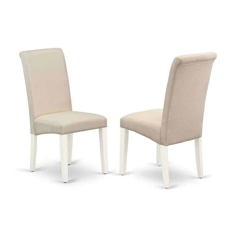 HomeStock 3-Piece Linen White Finish Solid Wood Top - Dining Room Set with High Back - Seats 4