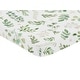 preview thumbnail 2 of 1, Floral Leaf Baby Girl Fitted Mini Portable Crib Sheet - Green and White Boho Watercolor Botanical Woodland Tropical Garden