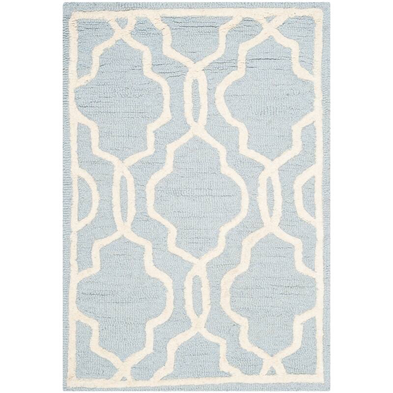 SAFAVIEH Handmade Cambridge Philine Geometric Wool Rug - 2' x 3' - Light Blue/Ivory