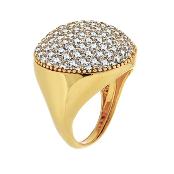 Forever Last 18 k yellow Gold Overlay Round Dome Ring W/ White Cubics. Opens flyout.