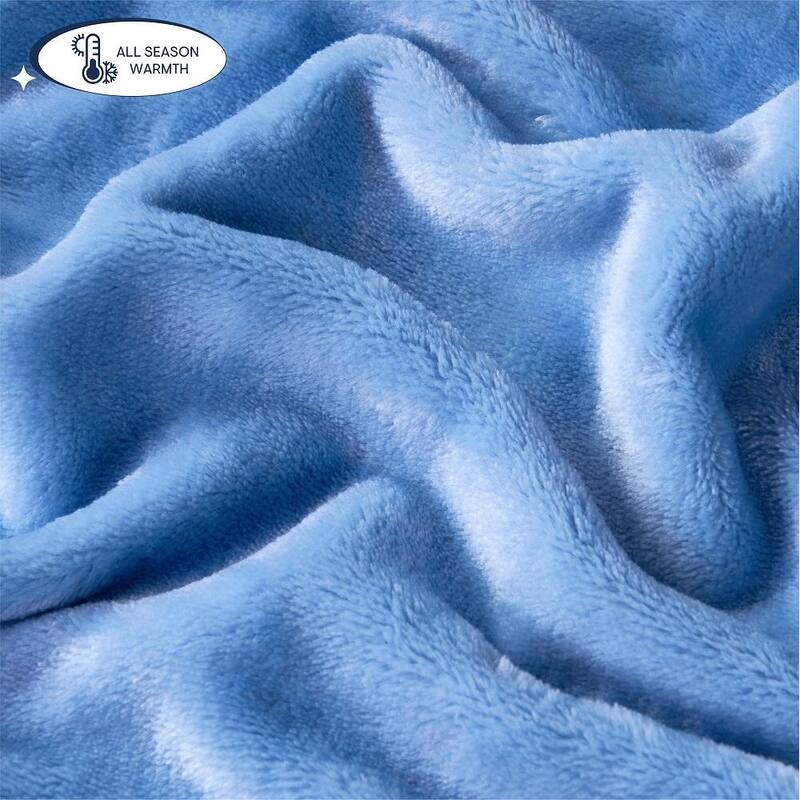 Aeropostale 50"x70" Luxurious Blue Soft Plush Oversized Throw Blanket with Decorative Mushroom Patch