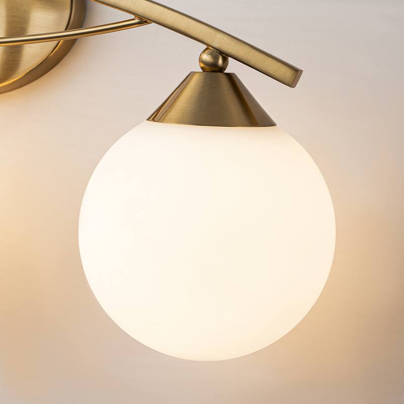 3/4-Light Dimmable Modern Brass Bathroom Vanity Light with Frosted Glass