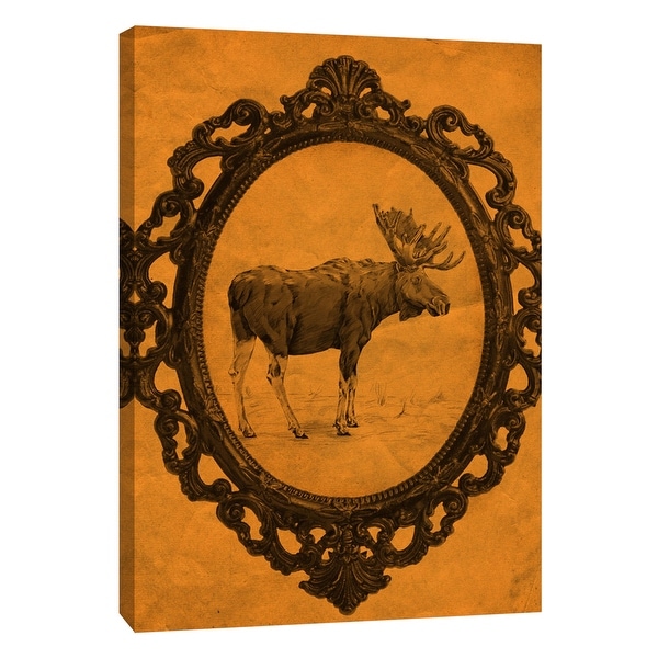 PTM Images 9-108949 PTM Canvas Collection 10" x 8" - "Framed Moose in Tangerine" Giclee Moose Art Print on Canvas
