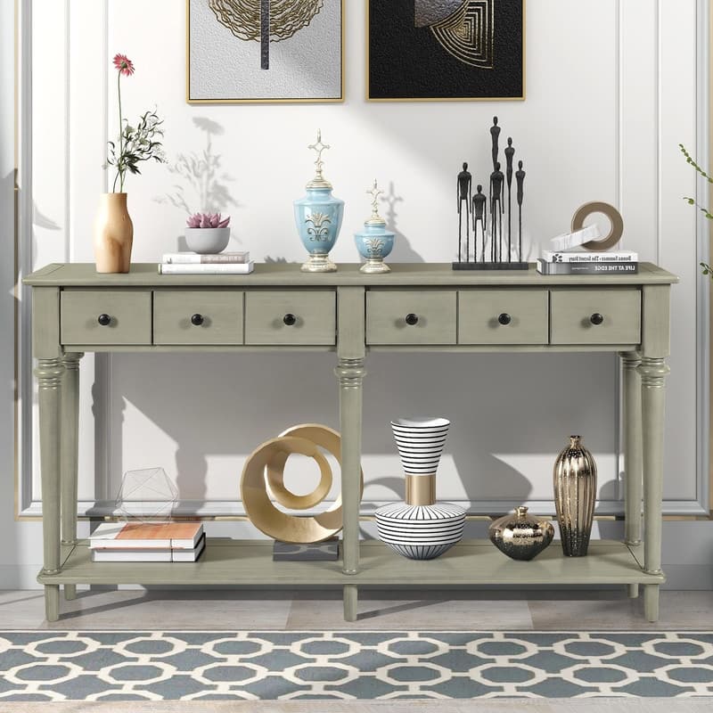 Infinitia 60" Console Table with 4 Drawers and Open Shelf