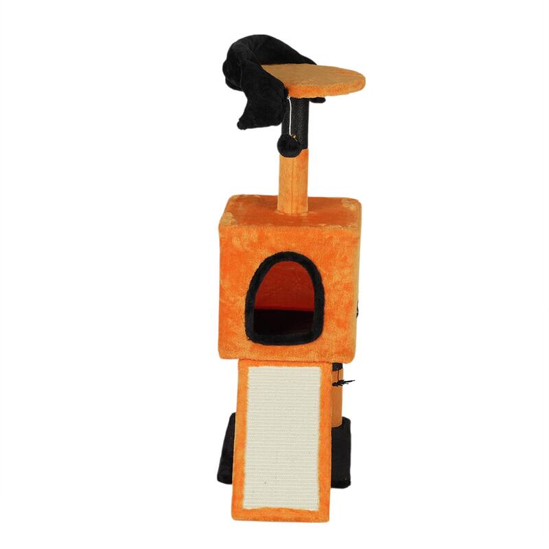 39" Halloween Cat Tree with Condo, Sisal Scratching Posts & Toys - 25.2" L × 12.0" W × 39.0" H
