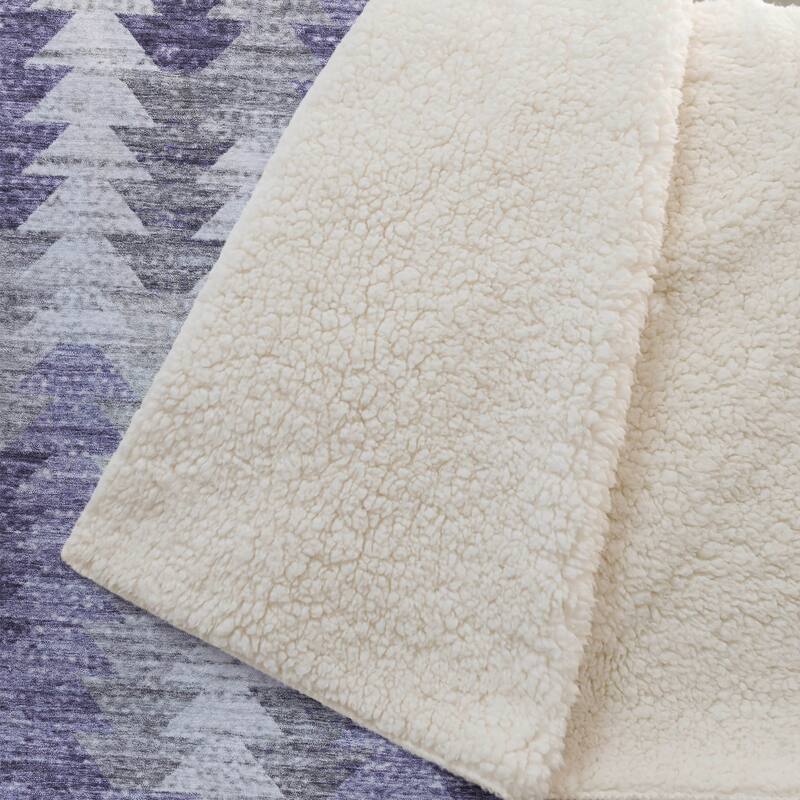 Premium Machine Washable Boho Modern Sherpa Throw Blanket
