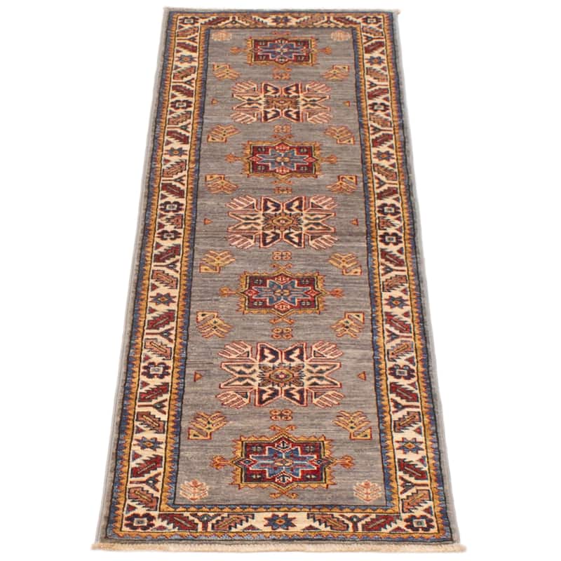ECARPETGALLERY Hand-knotted Aryana Grey Wool Rug - 2'0 x 6'1