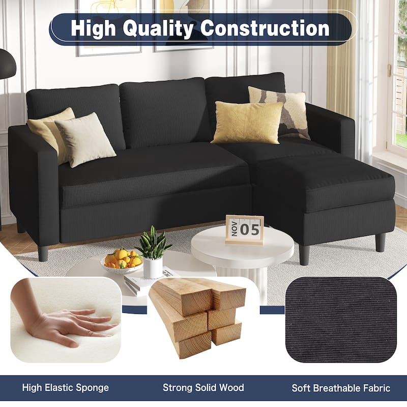 Futzca 74" Convertible Sectional Sofa Couch, Small L-Shaped Sofa