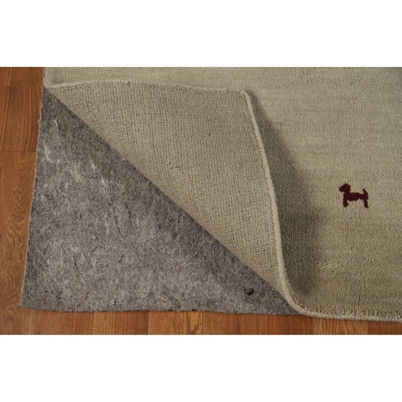 Hand Knotted Oriental 100% Wool Carpet Tribal Animal Pictorial Beige & Ivories Gabbeh Area Rug - 6' 4'' X 4' 7''