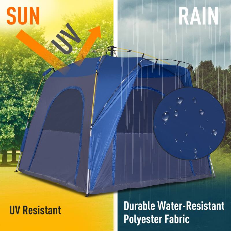 Outsunny 3-Season 5-Person Automatic Pop Up Outdoor Yurt Canopy Camping Tent w/ Easy Hydraulic Poles & Quality Materials