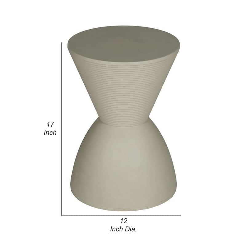 12 in. Gray Round Plastic End Table with Pedestal Base