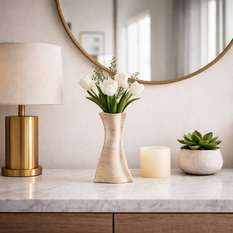 Decorative Vase - Tan Porcelain 3D Printed Textured