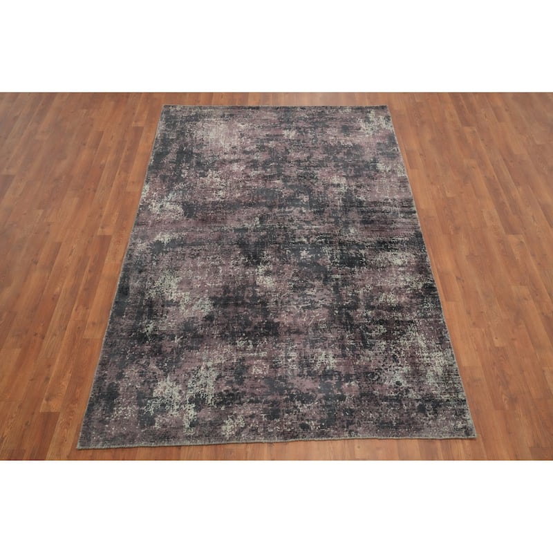 Hand Knotted Oriental Viscose Silk Carpet Modern Abstract Multi-Colored Abstract Area Rug - 7' 9'' X 5' 1''