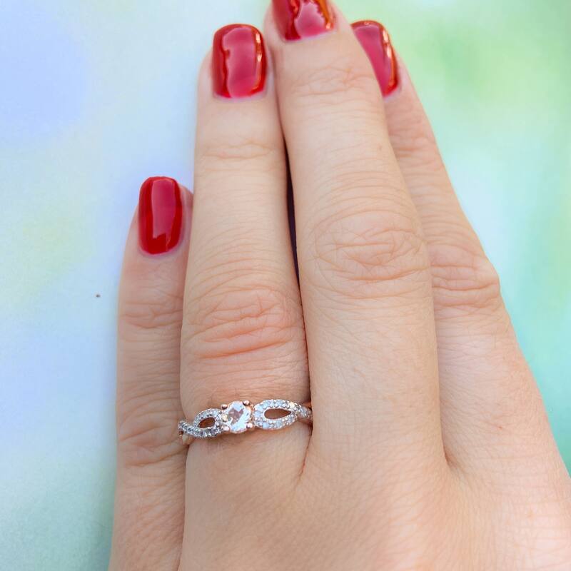 Miadora Roseplated Silver Morganite and 1/10ct TDW Diamond Ring (G-H, I2-I3)