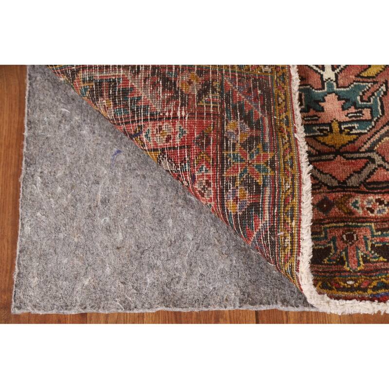 Geometric Handmade Heriz Persian Vintage Runner Rug - 3'5"x 10'7"