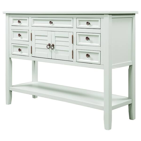 45 Light Blue Console Table With 7 Drawers Overstock 32756497 What are the shipping options for blue console tables?