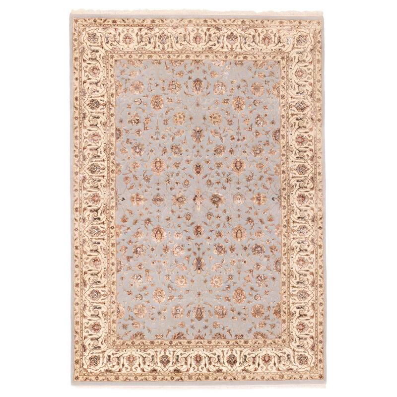 ECARPETGALLERY Hand-knotted Mirzapur Grey Viscose, Wool Rug - 5'6 x 8'0