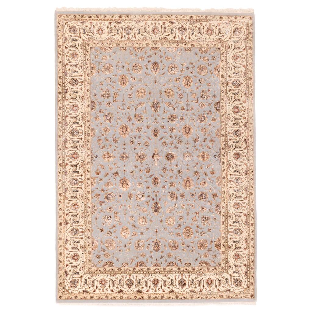 ECARPETGALLERY Hand-knotted Mirzapur Grey Viscose, Wool Rug - 5'6 x 8'0