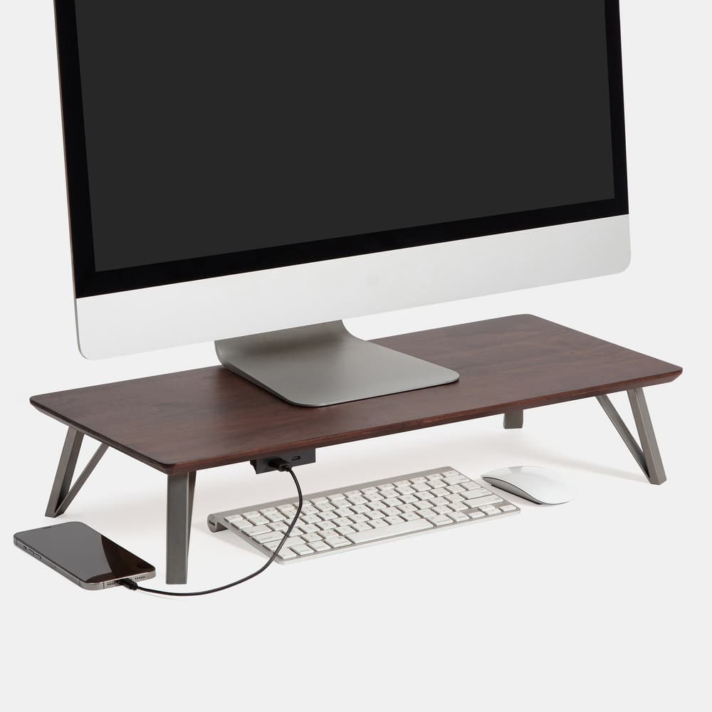 Jani Wood Monitor Stand Riser Desk - Ergonomic Design Stand, Desktop Organizer Table for Home, Office Workspace, Gaming Desk