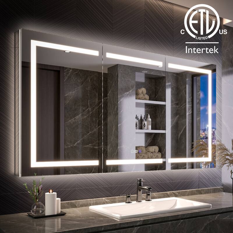 Modland 48"-72"W x 36"H Lighted Bathroom Medicine Cabinet with Backlit & Frontlit Modes,Anti-Fog