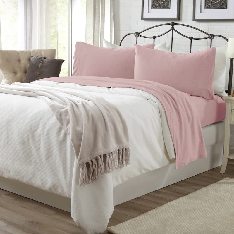 Linery & Co. Heathered Melange Cotton Jersey Knit Sheet Set