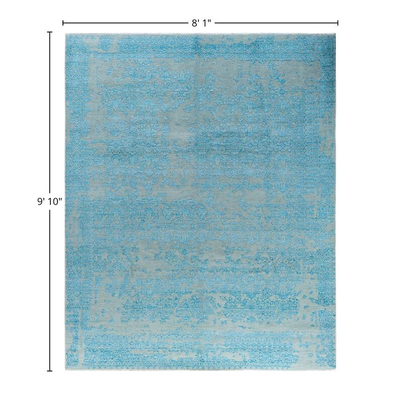 Ikat One-of-a-Kind Hand-Knotted Area Rug - Gray, 8' 1" x 9' 10" - 8' 1" x 9' 10"