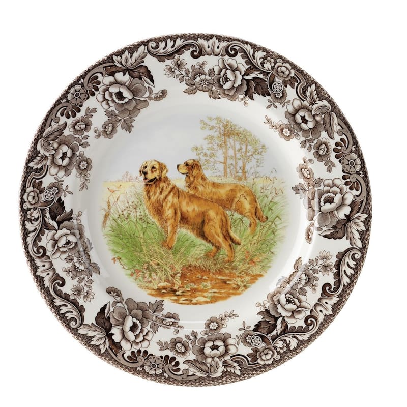 Spode Woodland Salad Plate - Assorted Animals - 8 Inch - Golden Retriever