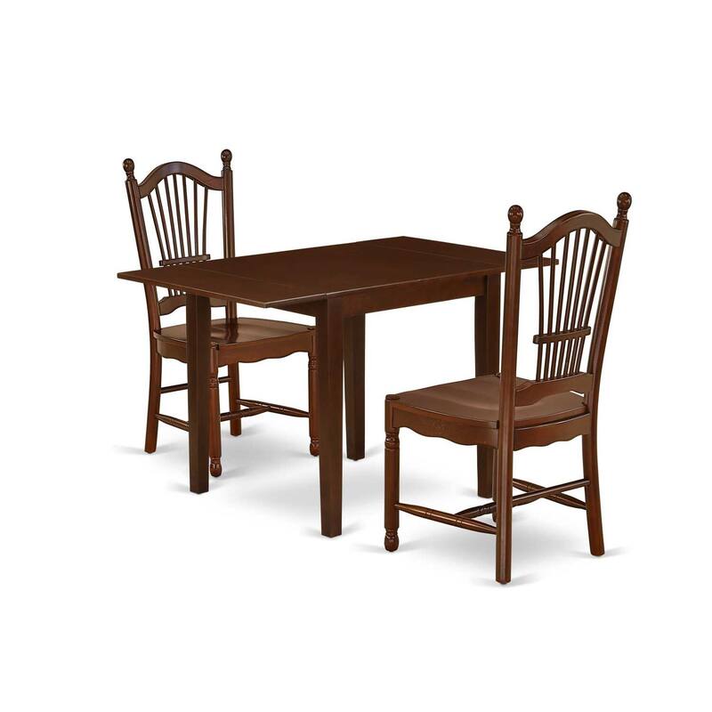 HomeStock 3-Piece Mahogany Finish Solid Wood Top Dining Table Set