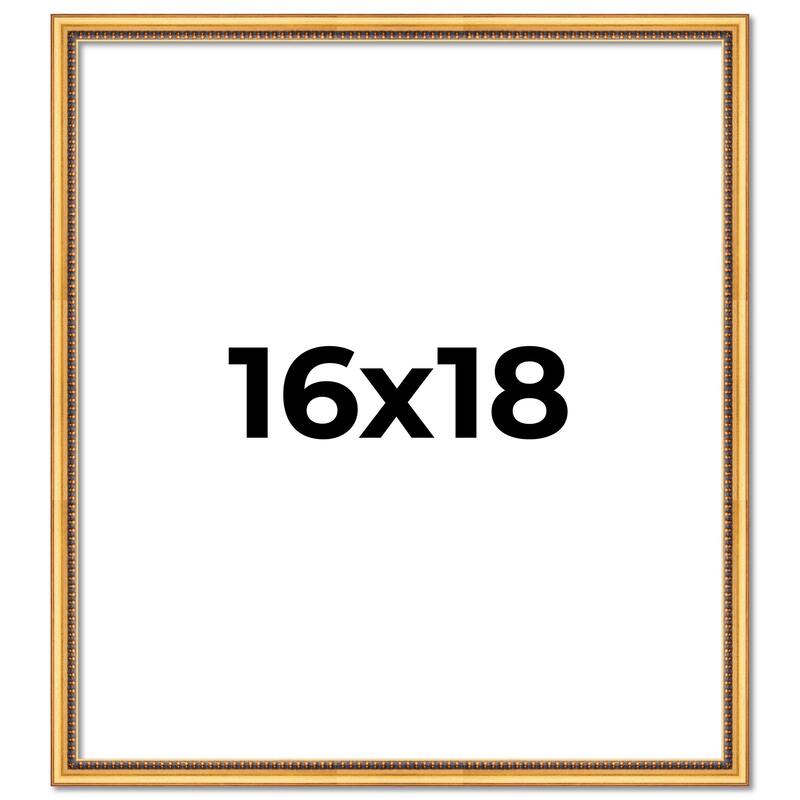 16x18 Frame Beaded Gold Solid Wood Picture Frame | 0.75 Inches