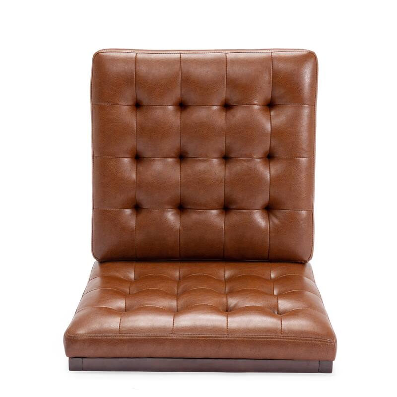 Leather Armless Chair Light Brown Side Chair Corner Chair Dining Chair