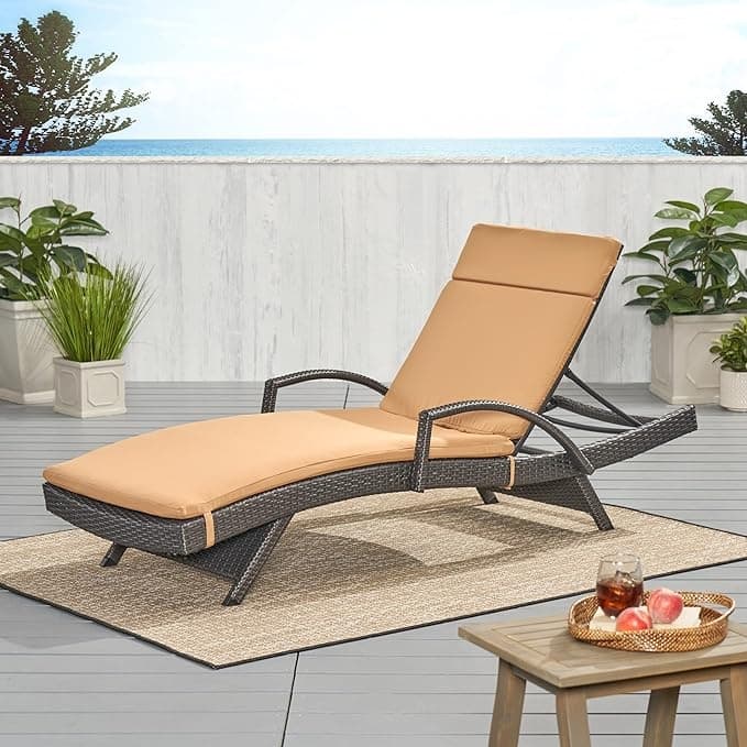 Roomfitters Chaise Lounge Cushion Set, Without Chaise Lounge, Water-Resistant Fabric with Secure Ties (Set of 2) - Brown