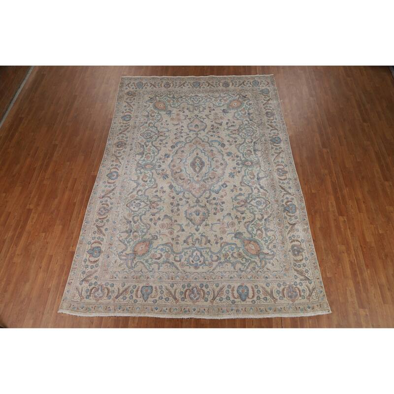 Tabriz Persian Vintage Area Rug Hand-Knotted Traditional Wool Carpet - 8'2" x 11'8"