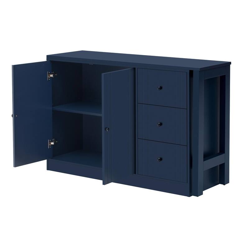 89.7'' Wooden Sideboard with Extendable Table - Multifunctional Storage Cabinet with 2 Doors and 3 Drawers