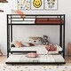 preview thumbnail 19 of 22, Twin over Twin Metal Bunk Bed with Trundle and Two Ladders, Easy Assembly