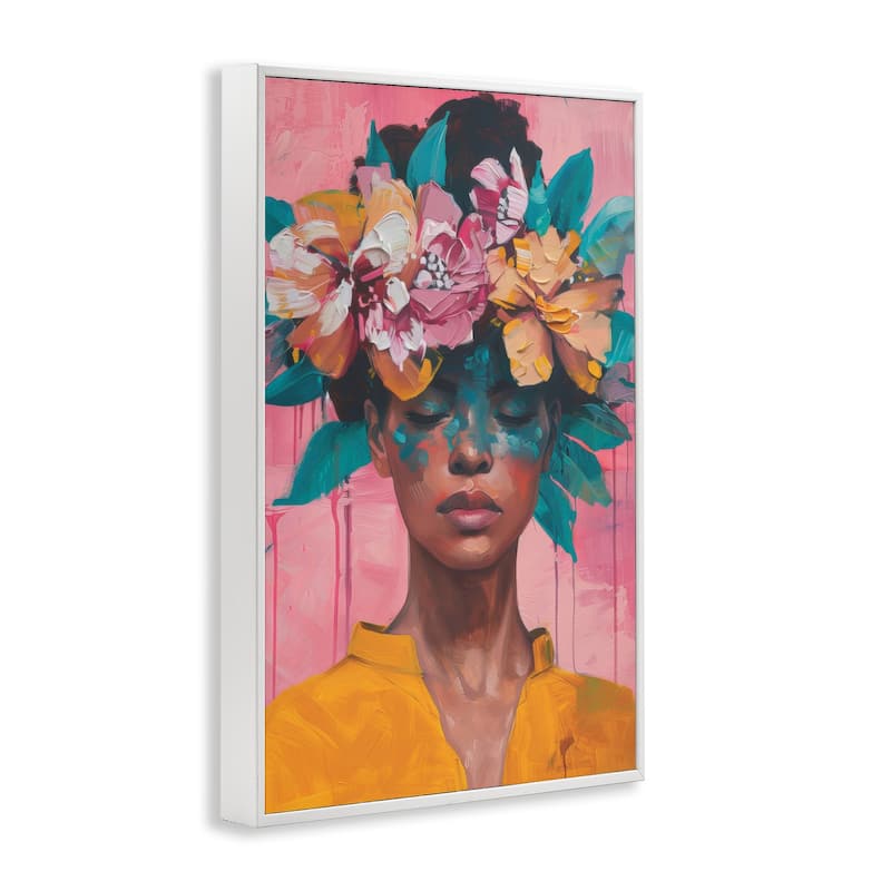 Stupell Woman With Floral Headdress Framed Giclee Art Design By LSR Design Studio