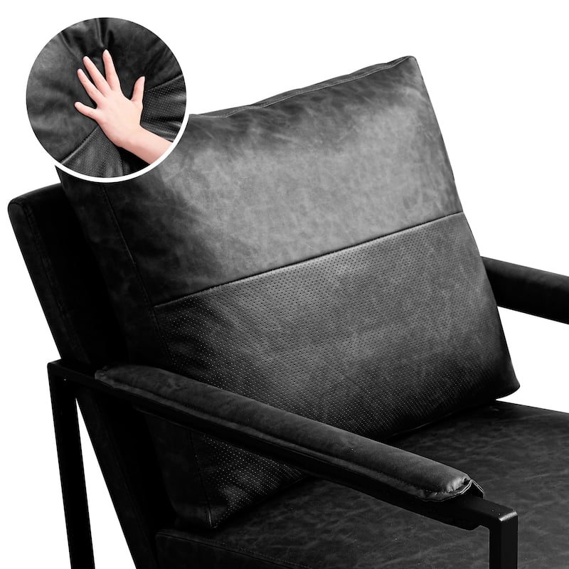 Subrtex PU leather Upholstered Accent Chair with Metal Frame Armchair