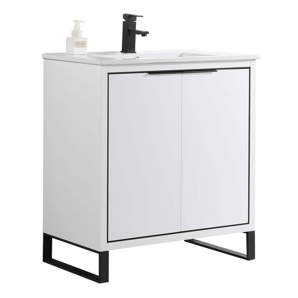 Fine Fixtures Opulence Collection Bathroom Vanity with White Ceramic Sink