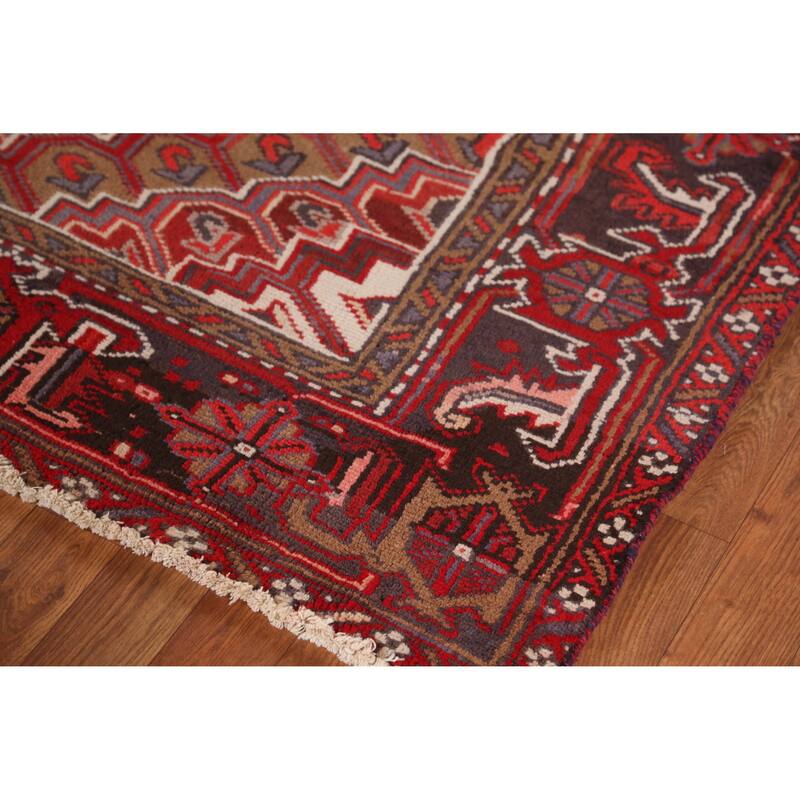 Hand Knotted Oriental 100% Wool Carpet Traditional Medallion Red Heriz Area Rug - 11' 0'' X 7' 9''