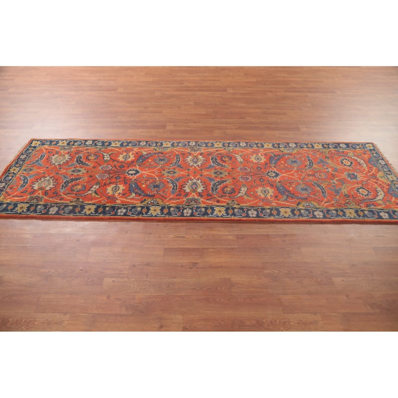 All-Over Floral Heriz-Serapi Oriental Runner Rug Wool Carpet - 2'6"x 7'11"